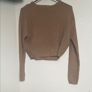 Streetwear Society Cropped Waffle Knit Sweater - Brown